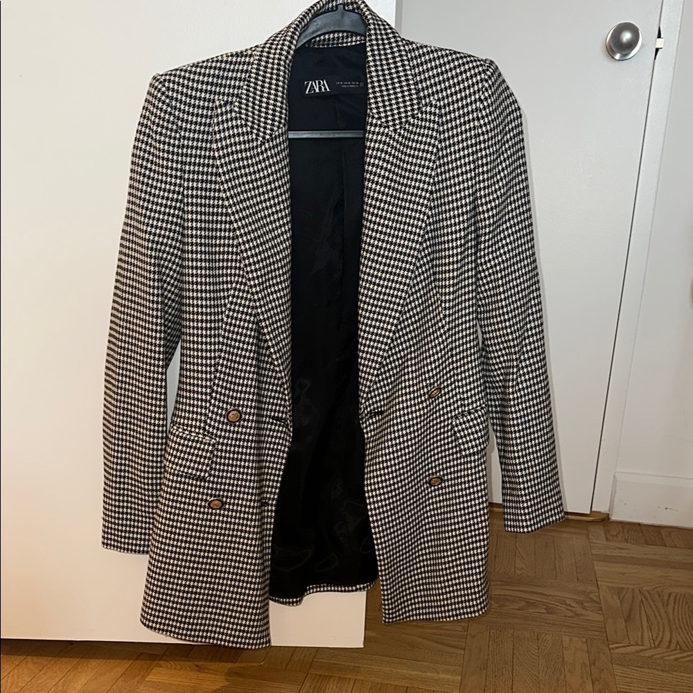 Zara Monochrome Houndstooth Blazer